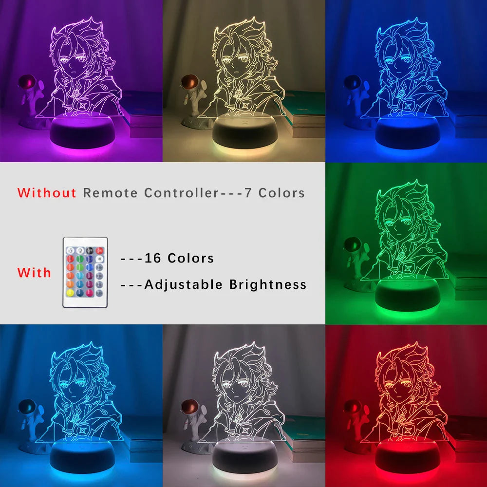 Game Led Night Light Genshin Impact Albedo Figure for Room Decor Kids Birthday Gift Genshin Impact Table Led Night Lamp