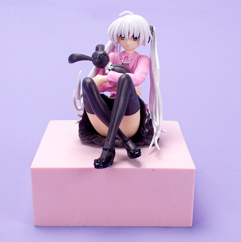 Anime In Solitude Kasugano Sora Figure 12cm PVC Pink White 2Styles Sitting Posture Sexy Pleated Skirt Holding Rabbit Toy Gift