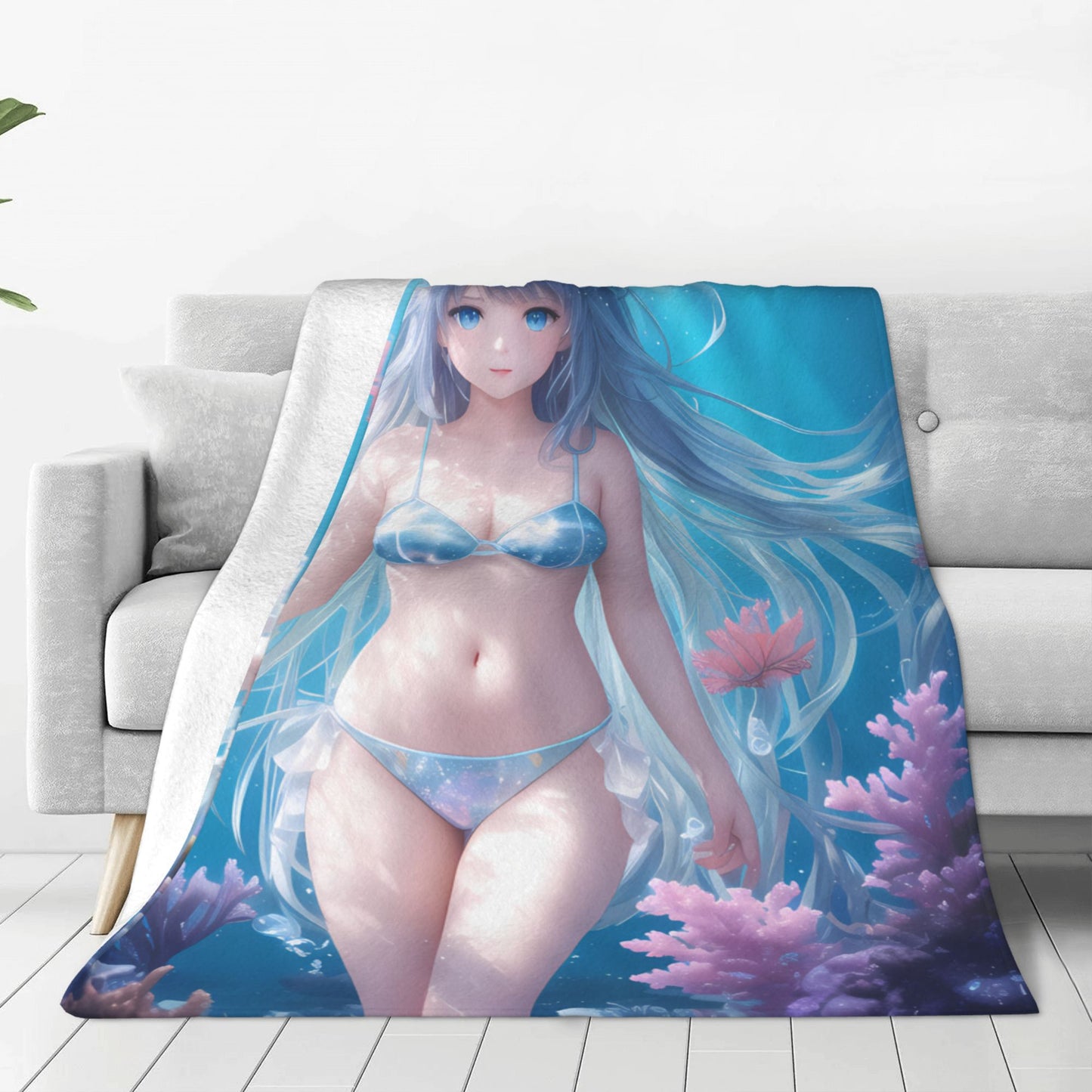 Anime Character Super Soft Flannel Throw Blanket Lightweight Air Conditioner Blanket Cooling Summer Blanket Cartoon Girl Blanket