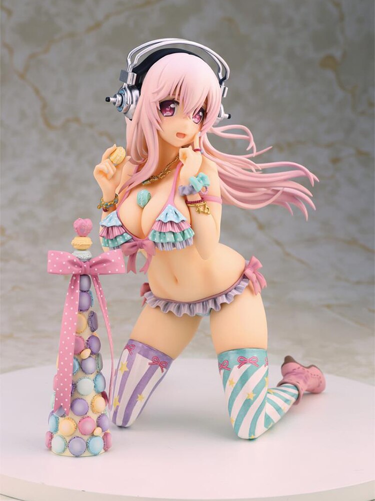 Anime Figures Sexy Girl Sonico Super Sonico With Macaron Tower 17CM PVC Action Figure Toys Figure Model Toys Collection Doll