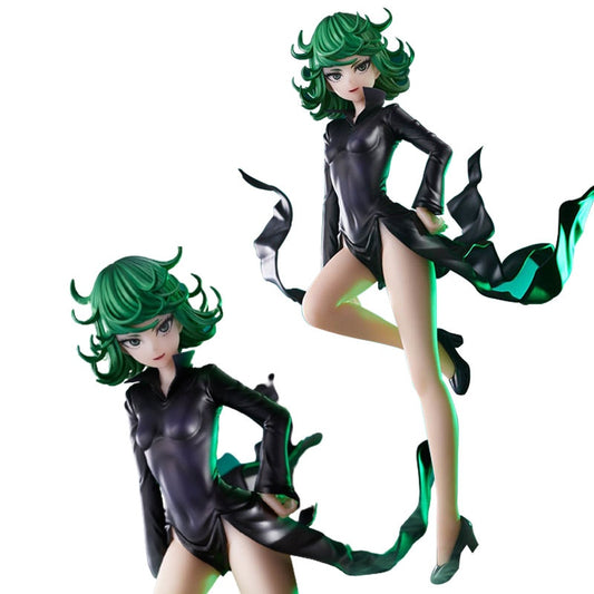 22CM Figure Anime ONE PUNCH-MAN Tatsumaki Shivering Sexy Black Dress Standding Pose Dolls Toy Gift Collect PVC Material