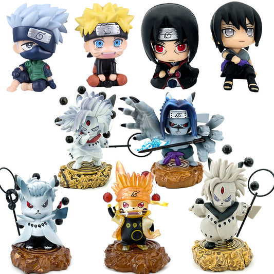 Anime Naruto Figure Uzumaki Naruto Kakashi Uchiha Sasuke Itachi Obito Madara Cute Toys Q Figurals Car Decoration Model Dolls