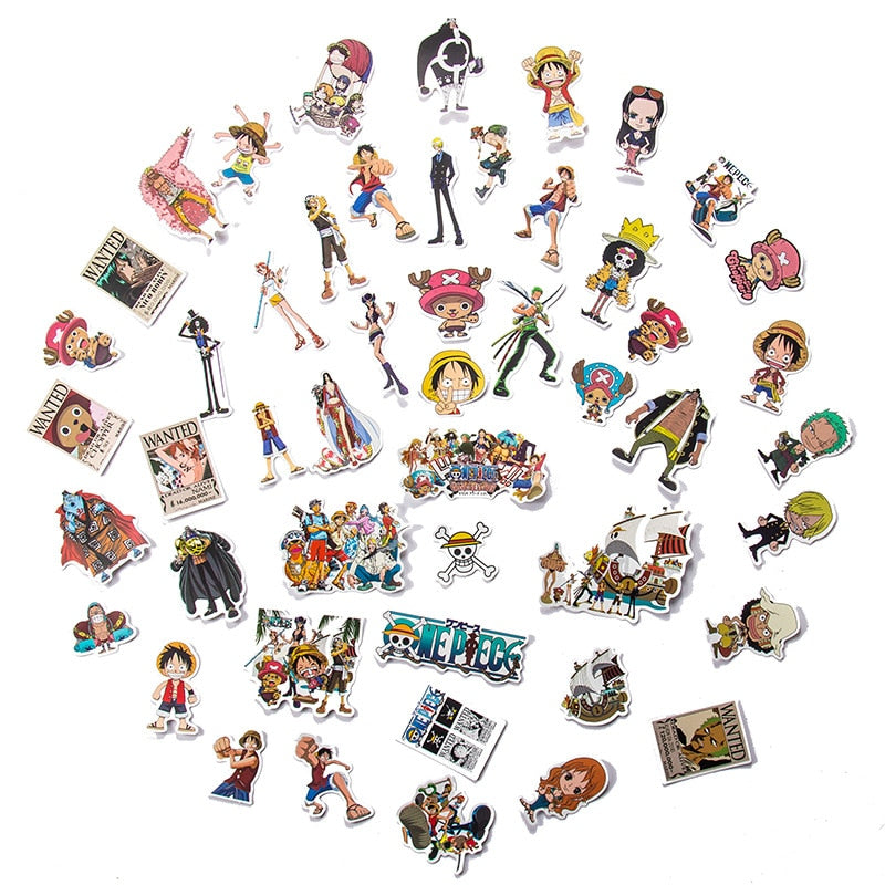 50/100Pcs One Piece Luffy Stickers Anime Sticker |Onepiece Anime Stickers for Notebook Motorcycle Skateboard Computer