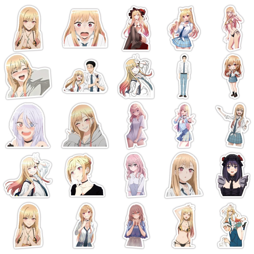 50Pcs My Dress-Up Darling Stickers | My Dress-Up Darling Graffiti Stickers | Waterproof Car Sticker for otaku and anime fans.
