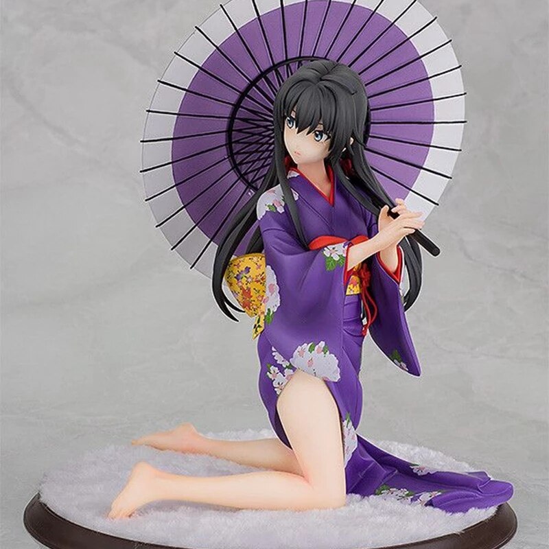 Japanese Anime Figure Yukinoshita Yukino Sexy Kimono Kneeling 12CM Doll Model Desktop Static Collection Gift Ornament Toys