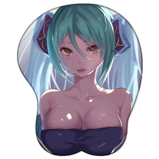 LOL Sona Sexy Big Breast Gaming Anime 3D Mouse Pad Cute Manga Pad with Wrist Oppai Silicone Gel Boobs Mat