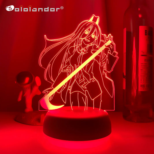 Japanese Anime Chainsaw Man 3D Character Model LED Night Light Game Room Bedroom Decoration Table Lamp Atmosphere Light