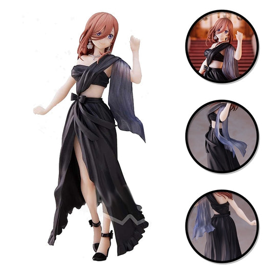 Hot Japanese Anime The Quintessential Quintuplets Figure Nakano Miku Nino Ichika Itsuki Black Evening DressStanding Static Toys