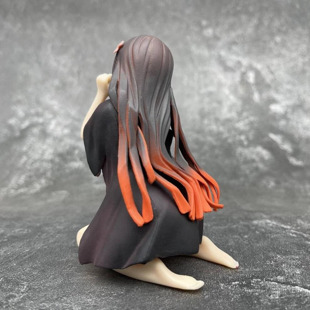 Hot 12CM Figure Kamado Nezuko Anime Demon Slayer Seated Undressing Sexy Doll Model PVC Static Collection Gift Ornament