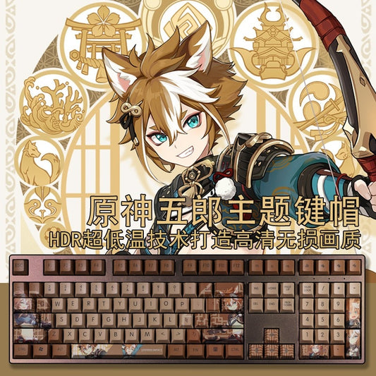 108 Keys/set 5 Sides PBT Dye Subbed Keycaps Cartoon Anime Gaming Key Caps Cherry Profile Keycap For Genshin Impact Gorou