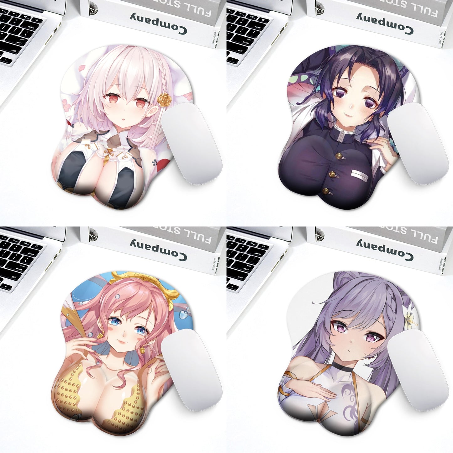 2022 new Japanese animation silicone 3d mouse pad Leica fabric wrist strap cartoon creative sexy mouse pad chest mouse pad