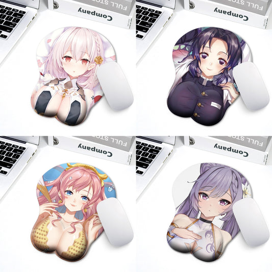 2022 new Japanese animation silicone 3d mouse pad Leica fabric wrist strap cartoon creative sexy mouse pad chest mouse pad