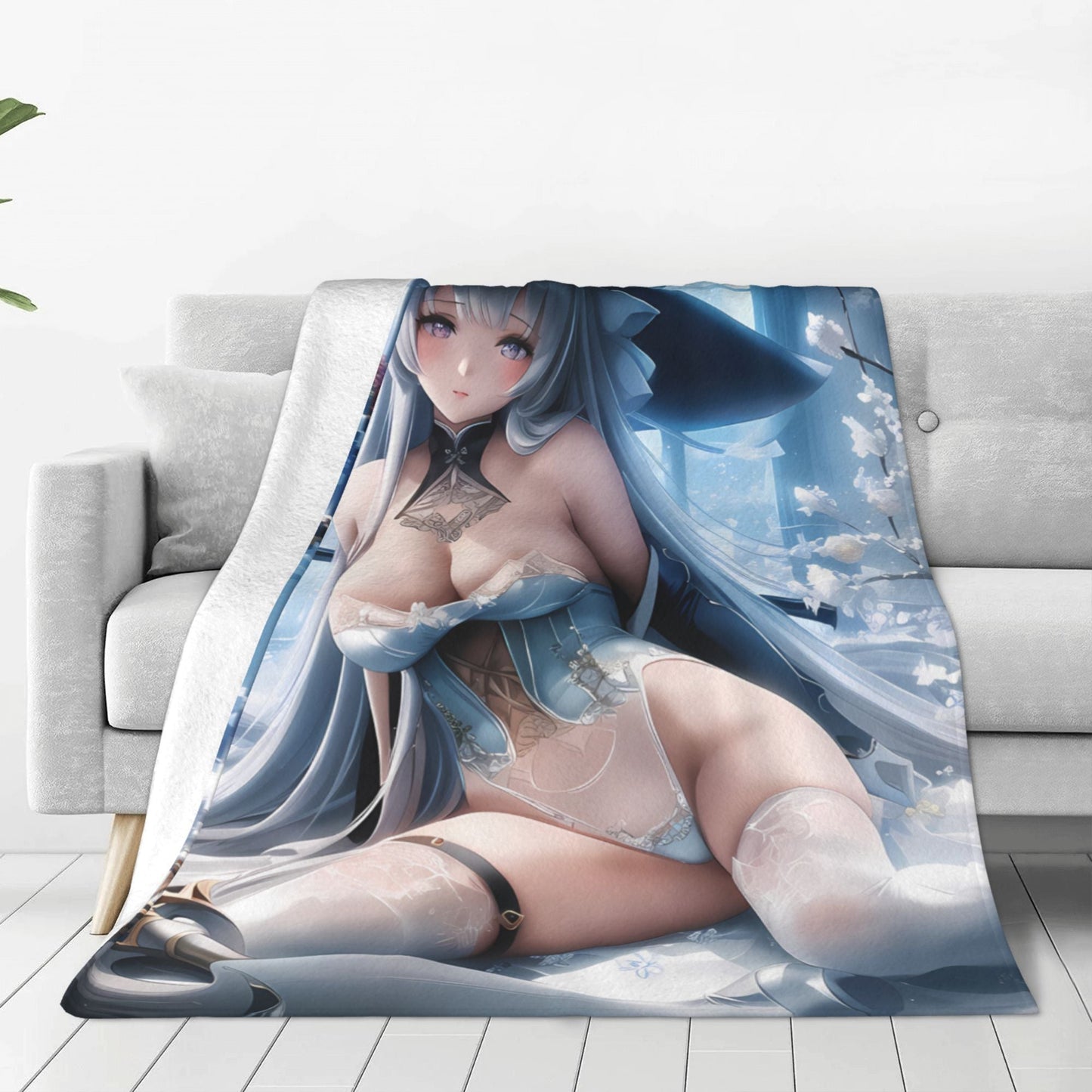 Hentai Anime Kawaii Girl Blanket Flannel Soft Plush Sofa Bed Throwing Cartoon Blankets Japanese Otaku Waifu Gift for Bed Decor