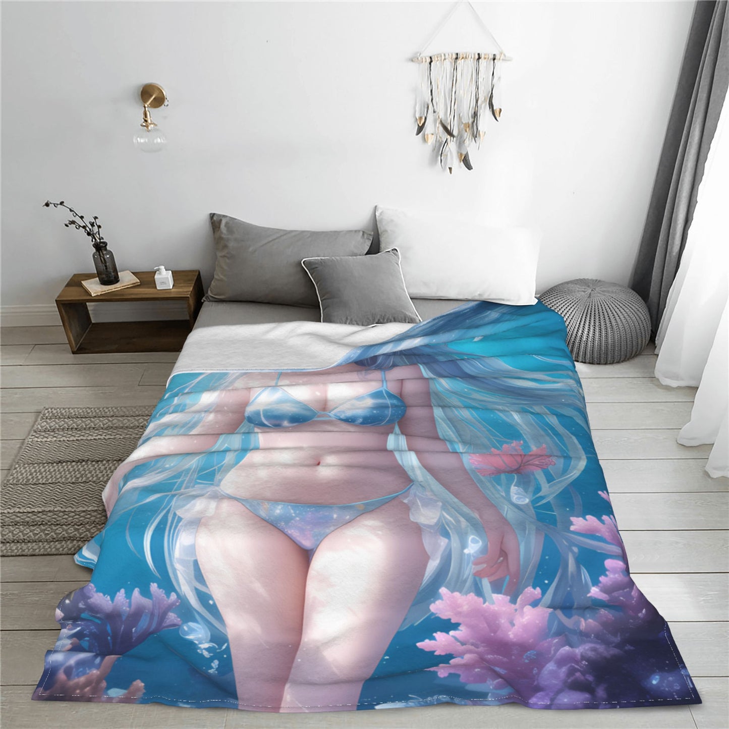 Anime Character Super Soft Flannel Throw Blanket Lightweight Air Conditioner Blanket Cooling Summer Blanket Cartoon Girl Blanket