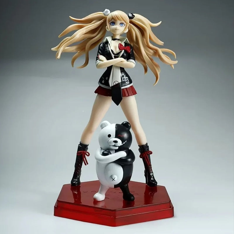 Anime Danganronpa Figure Enoshima Junko Standing Anime Action Figure Sexy Girls Figure With Bear PVC Model Childrens Toys Gifts