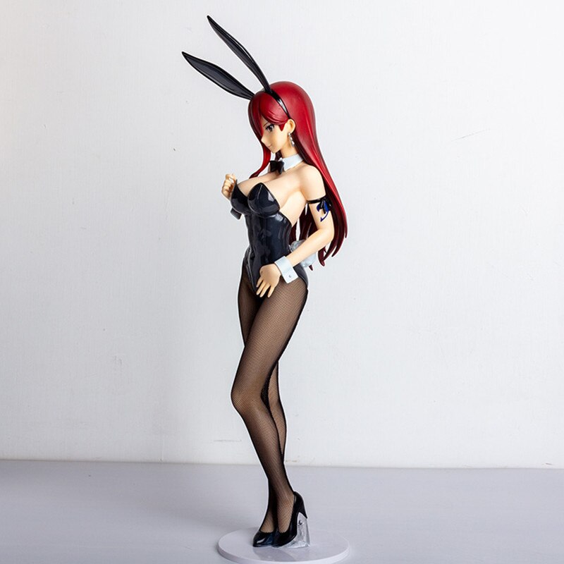 47CM Anime FAIRY TAIL Erza Scarlet Sexy Black Silk Tights Bunny Girl 1/4 PVC Action Figure Model Ornaments Toys Fans Gift