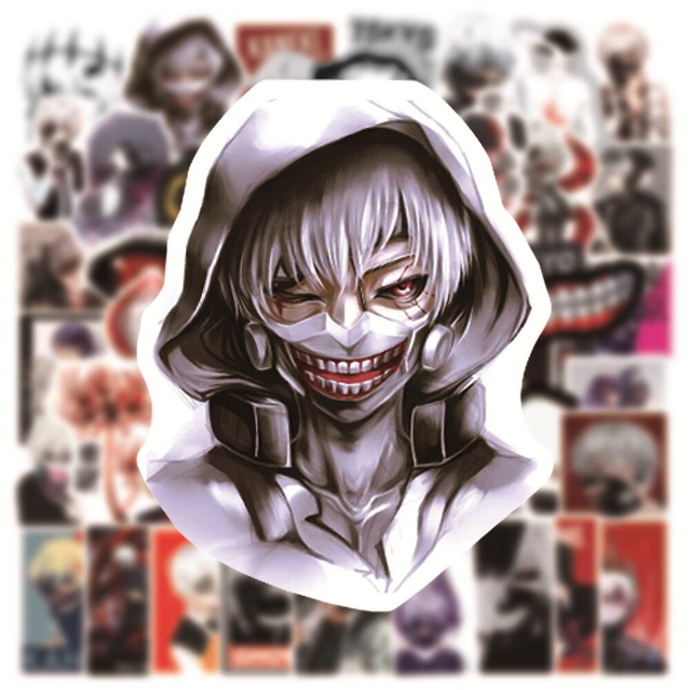 50pcs Anime Tokyo Ghoul Stickers |Kaneki stickers for Laptop Skateboard Car Waterproof Cool Stickers