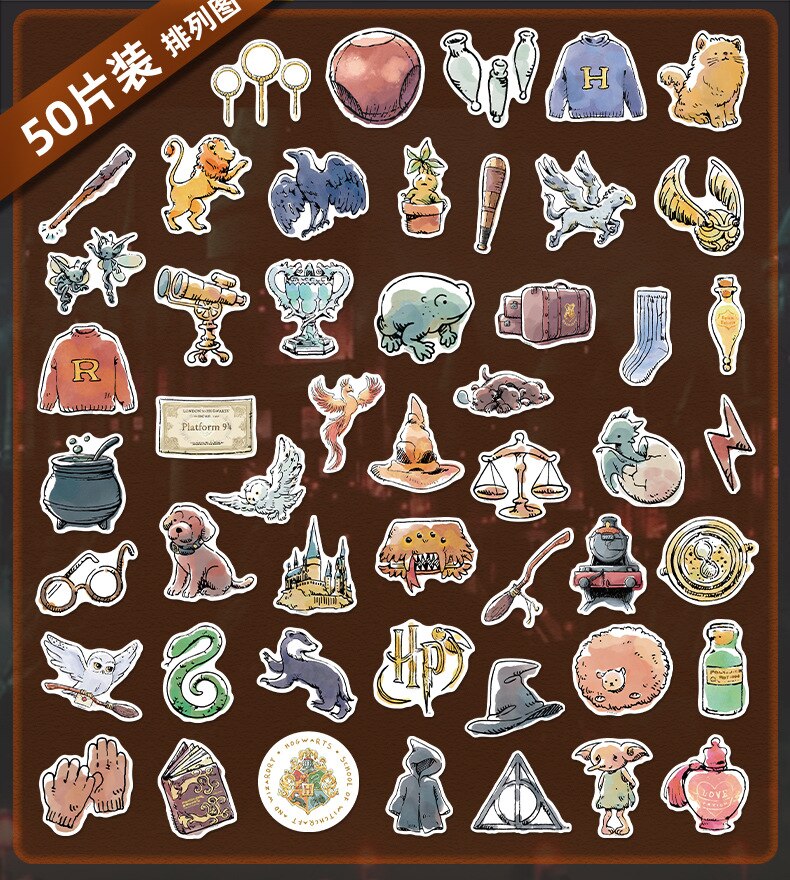 50pcs Harry potter cute stickers | Hogwarts Legacy stickers | The Wizarding world harry potter stickers