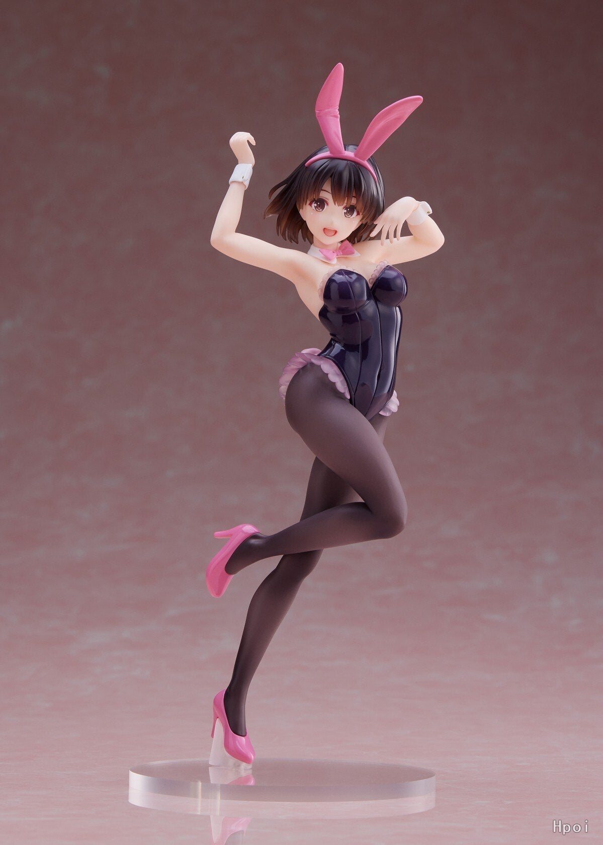 Genuine 18CM Anime Figure Beautiful Girl Megumi Kato Sexy Bunny Girl Black Silk One Leg Standing Model PVC Gift Toys Static Doll