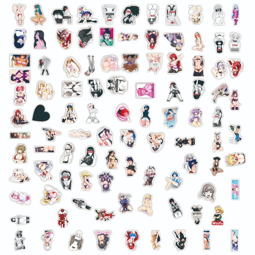 50pcs Hot anime Decal Stickers | Hot girl Waifu stickers Decal Stickers | For  suitcase laptop Car Truck Waterproof Car stickers