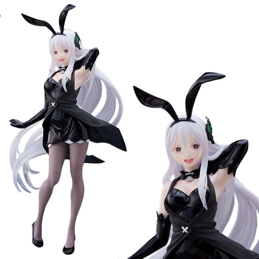 Genuine 18CM Echidna Anime Figure RE: Zero-Starting Life in Another World Rem Sexy Black Dress Bunny Model Children Toy PVC Doll