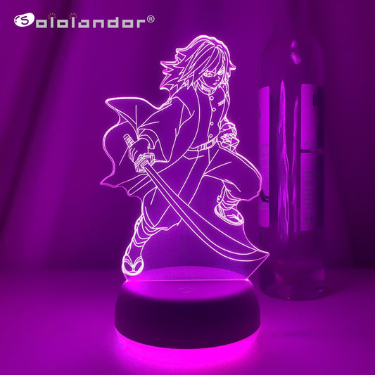 Anime Kimetsu No Yaiba Giyu Tomioka Light for Bedroom Decor Child Kids Birthday Gift Manga Gadget Giyuu Lamp Demon Slayer