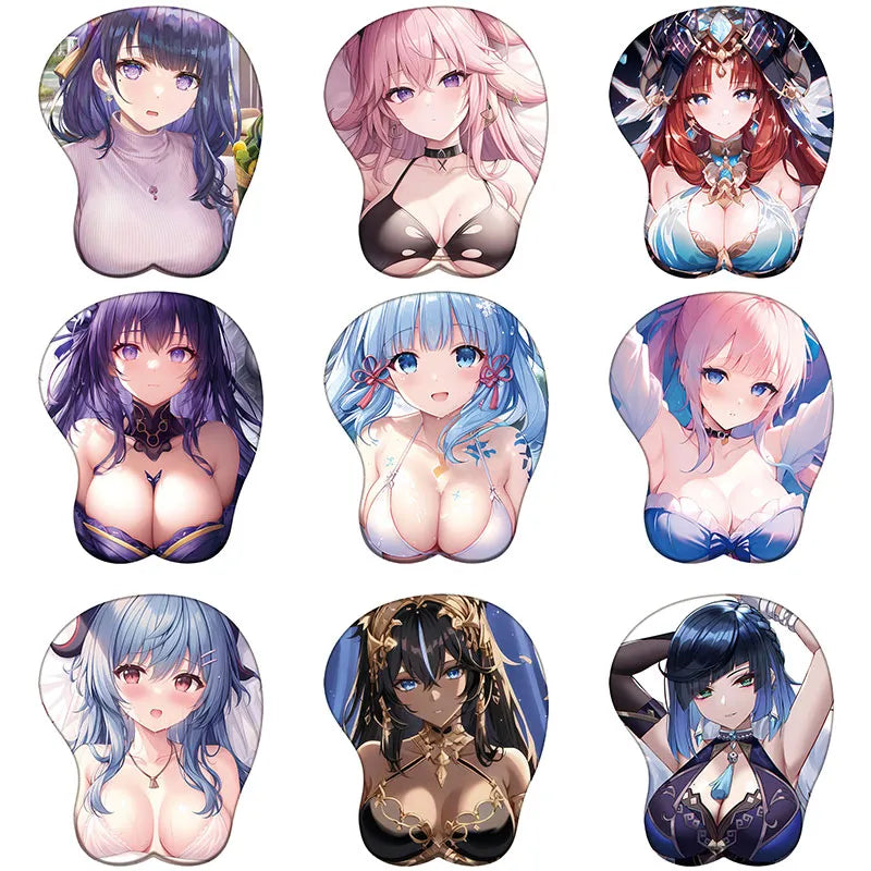 Genshin Impact 3D Silicone Mousepad Raiden Shogun Yae Miko Kokomi Wrist Support Mouse Pad Anime Game Sexy Wrist Rest Mouse Mat