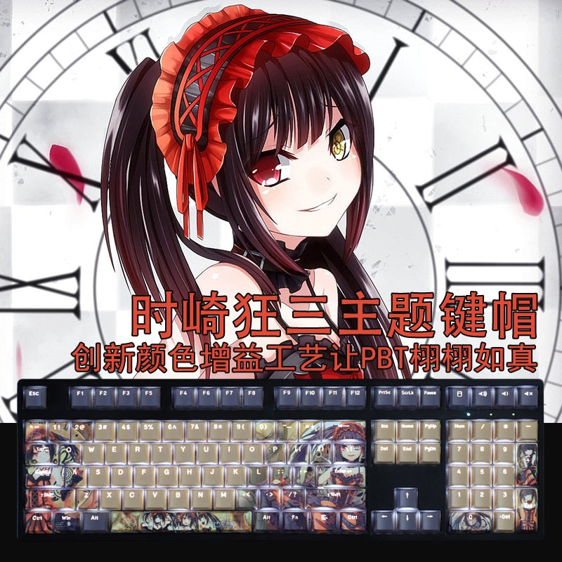 108 Keys PBT Dye Subbed Keycaps Cartoon Anime Gaming Key Caps Nightmare DATE A LIVE Backlit Keycap For ANSI Layout Keyboard