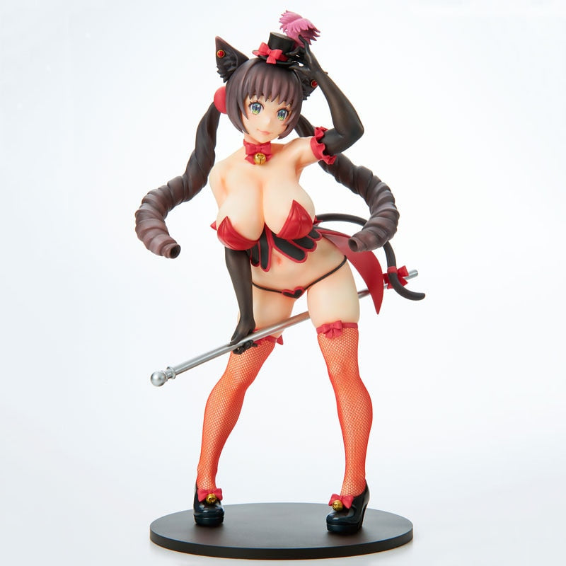 18cm Q-six Sexy Girl Anime Figure Burlesque Cat Belle White Cat Ver Hentaii Action Figure Black Cat Ver Figurine Model Doll Toys