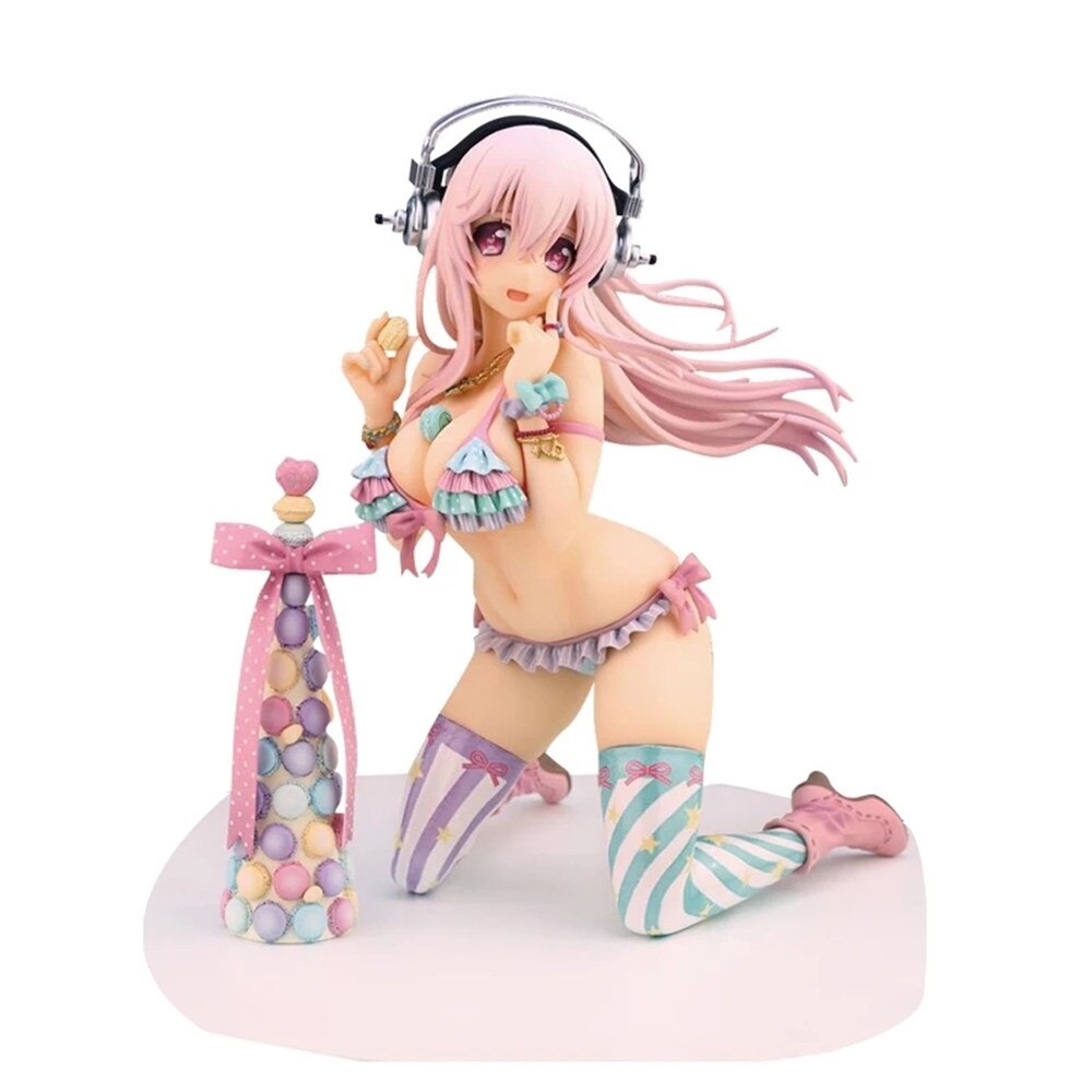 Anime Figures Sexy Girl Sonico Super Sonico With Macaron Tower 17CM PVC Action Figure Toys Figure Model Toys Collection Doll