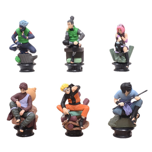 Anime Naruto Figure Model 8CM Sasuke Gaara Kakashi Haruno Sakura Action Figurine Chess Statue Collectible Toys birthday present