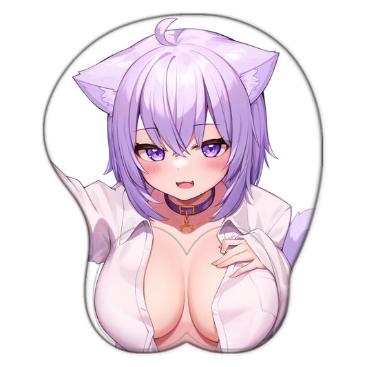 Hololive Sexy Oppai Mousepad Nekomata Okayu Cute Boobs Mouse Pad Silica Gel Wrist Rest Anime 3D Gamer