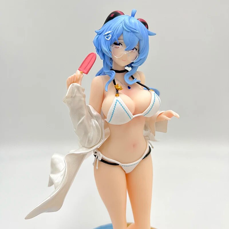 25cm Genshin Impact Ganyu Sexy Girl Anime Figure Ganyu Swimsuit Action Figure Hu Tao/Paimon/Klee Figurine Adult Model Doll Toys