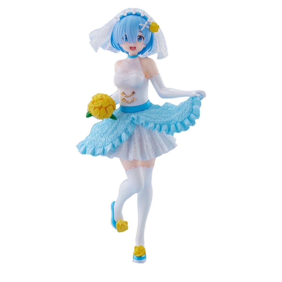 Cartoon anime Wedding Dress Blue Hair Girl  18cm Rem Figure Transparent Anime Girl Ornament Model Doll Gifts Toys