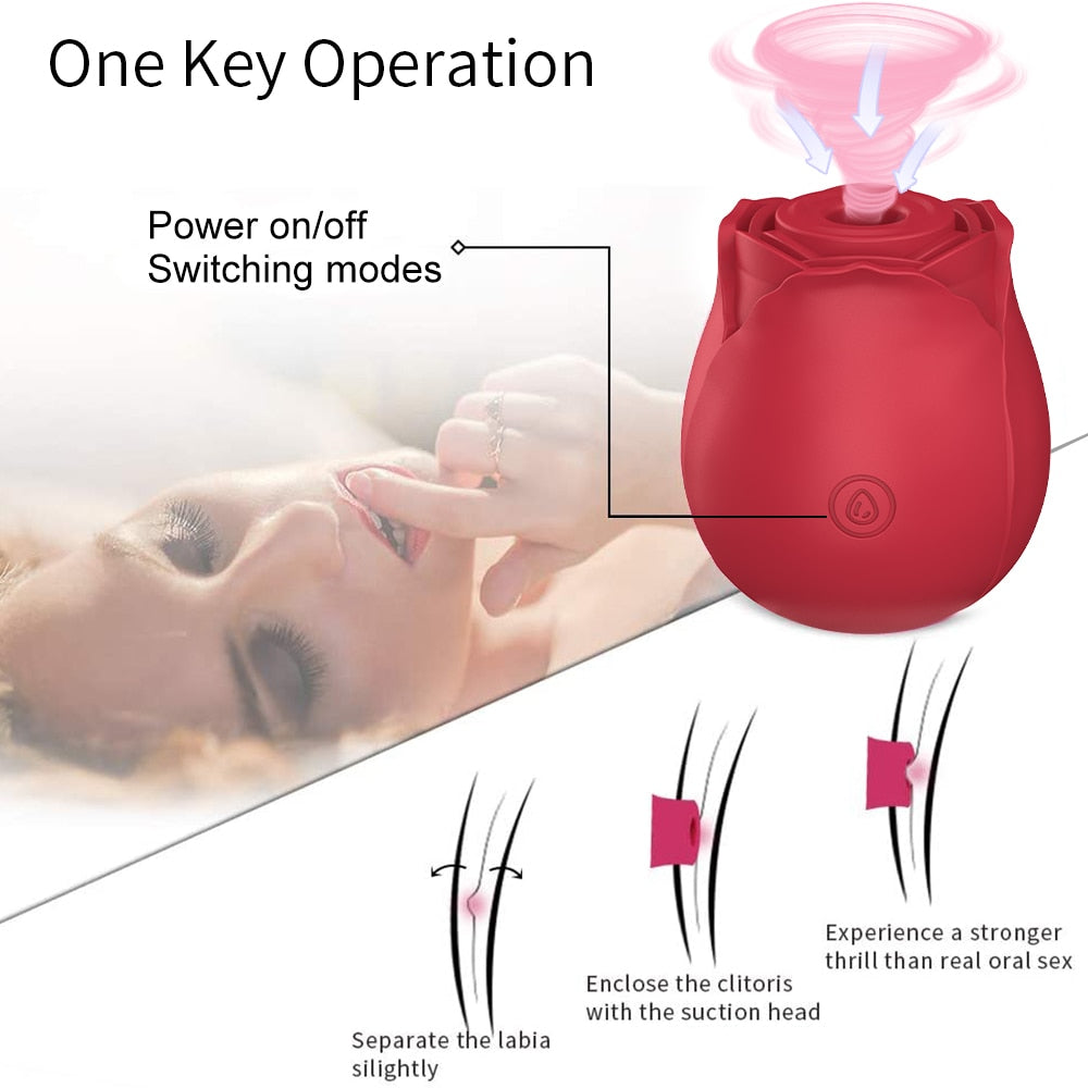 Rose Shape Vagina Sucking Vibrator for women | Intimate Good Nipple Sucker Oral Licking Clitoris Stimulation Powerful Sex Toys for Women