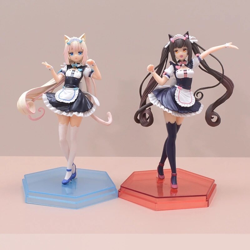 Game NEKOPARA Vanilla Chocolate Anime Figure 18CM PVC Kawaii Maid Model Static Figure Toys for Children Desktop Gift Ornament