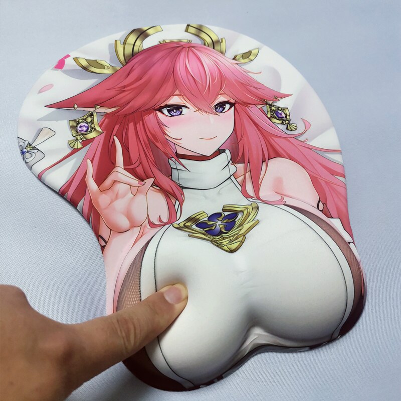 Cute Anime Girl Miyasaka Miyu 3D breast Mouse Pad Gaming oppai Mousepad with Soft Silicone Wrist Rest for Pc Gamer