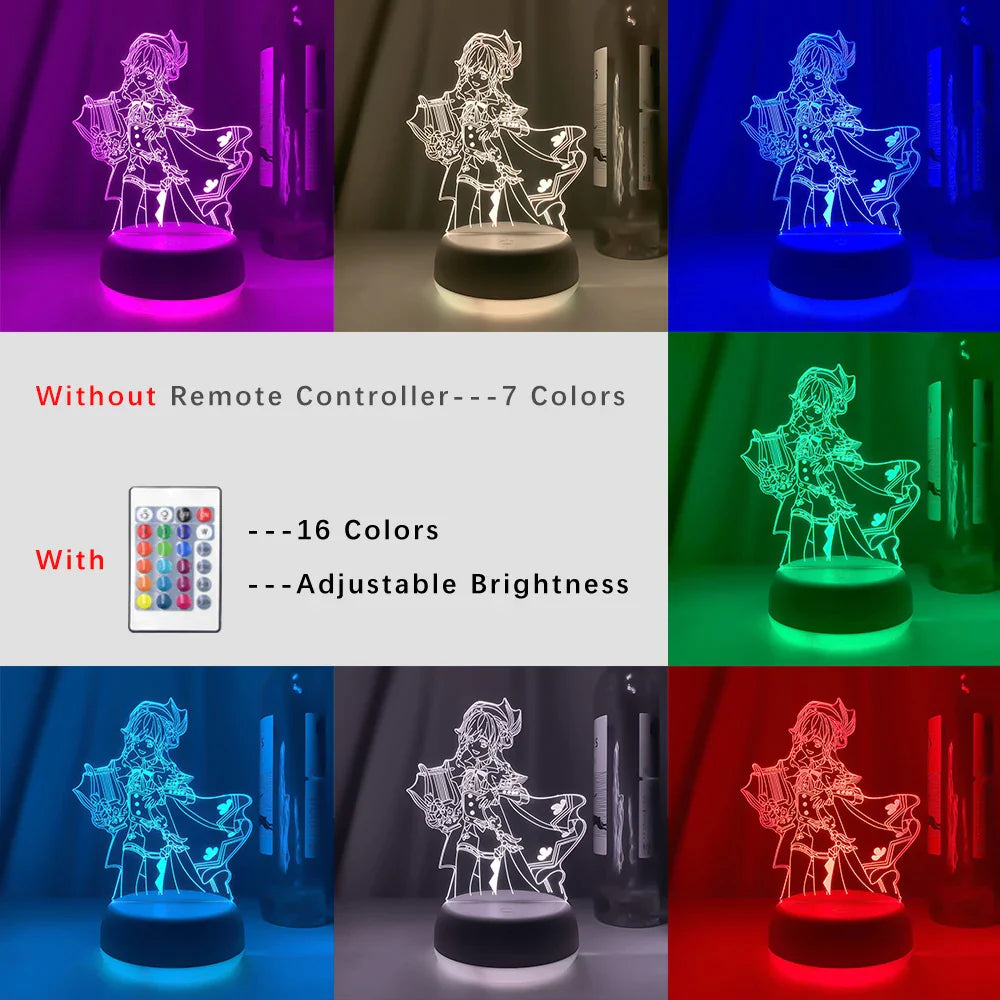 Newest Genshin Impact Game 3d Lamps Figure Nightlight Kids Child Girls Bedroom Decor Lights Manga Gifts Night Lamps Dropshipping