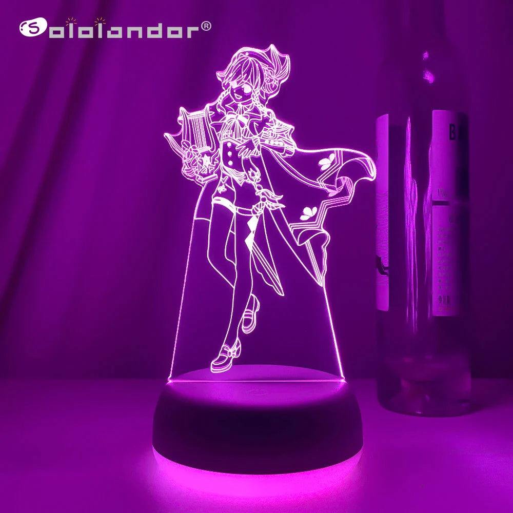 Genshin Impact Anime Figure Night Light 3D Led Sunset Game Lamp For Room Illusion Party Decor Adult Birthday Gift Dropshipping