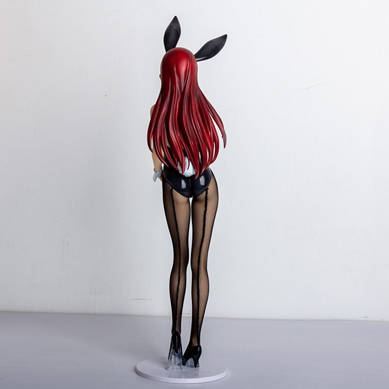 47CM Anime FAIRY TAIL Erza Scarlet Sexy Black Silk Tights Bunny Girl 1/4 PVC Action Figure Model Ornaments Toys Fans Gift