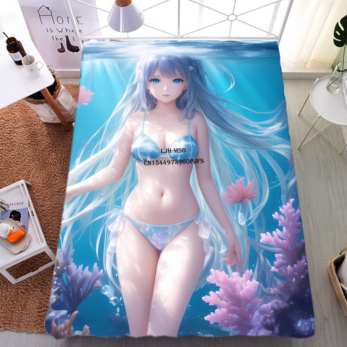 Anime Character Super Soft Flannel Throw Blanket Lightweight Air Conditioner Blanket Cooling Summer Blanket Cartoon Girl Blanket