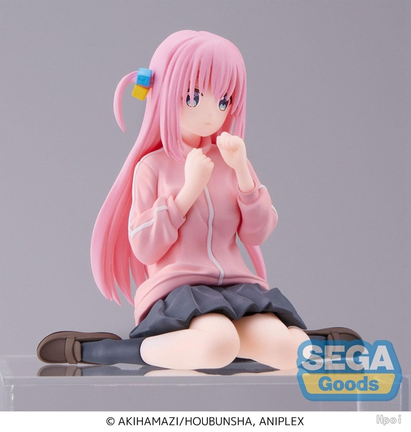 8CM Anime Figure Lonely Rock Goto Doku PVC Sitting Posture Pink Jacket Model Toys Gift Collection Desktop Ornaments