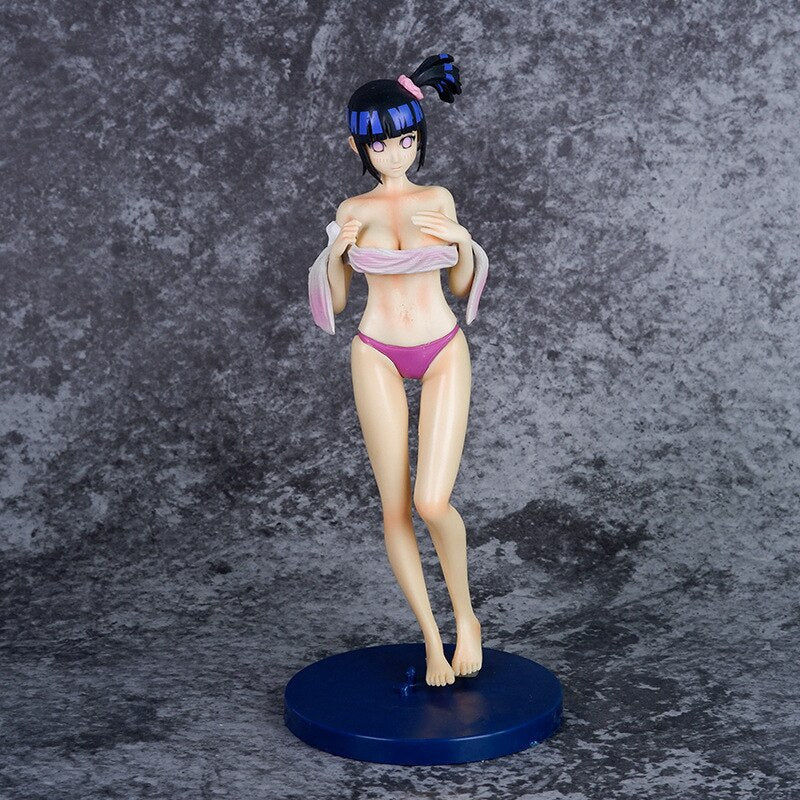 24cm Anime Naruto Action Figure Hyuuga Hinata Bathhouse Towel Swimsuit Sexy Girl Figurine PVC Collectible Model Toy Kid Gift