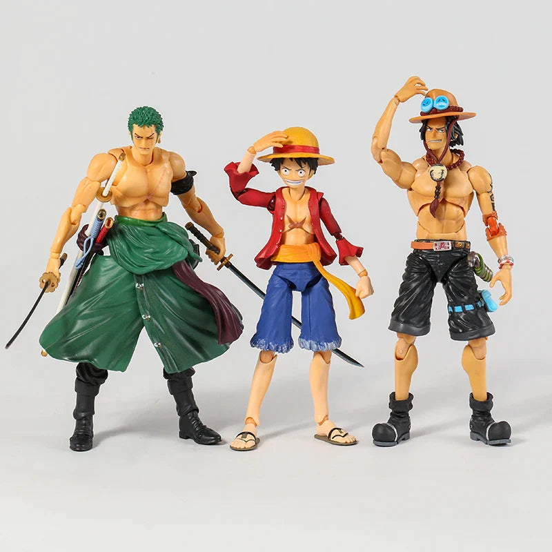 MH Variable Action Heroes One Piece Portgas D Ace Monkey D Luffy Roronoa Zoro 7&quot; Action Figure Collection