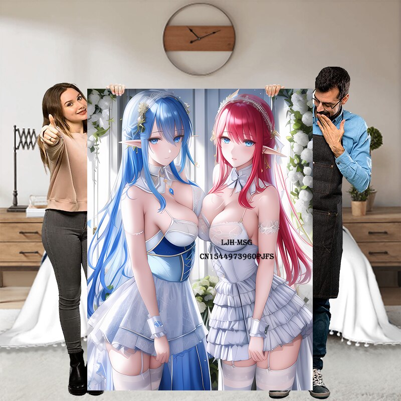 Hentai Anime Kawaii Girl Blanket Flannel Soft Plush Sofa Bed Throwing Cartoon Blankets Japanese Otaku Waifu Gift for Bed Decor