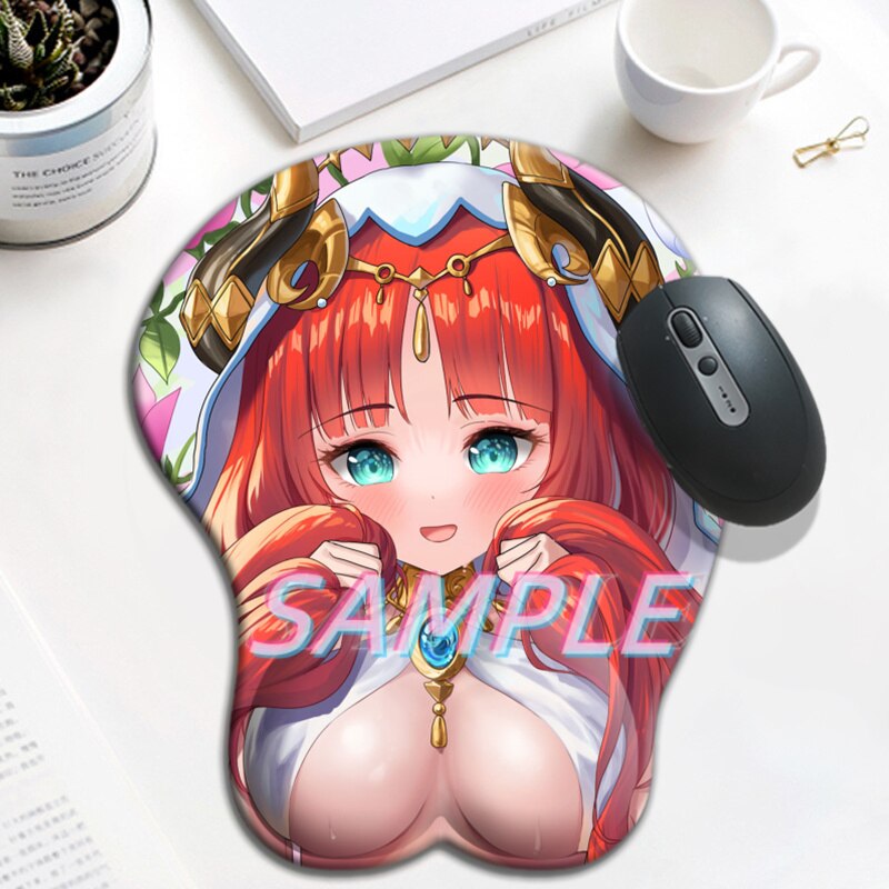 Genshin Impact Nilou 3D Oppai Mouse Pad Big Sexy Gamer Anime Cute Wrist Rest Silicone Gel Mat Boobs Mousepad
