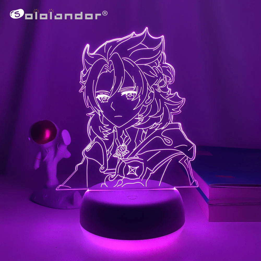 Game Led Night Light Genshin Impact Albedo Figure for Room Decor Kids Birthday Gift Genshin Impact Table Led Night Lamp