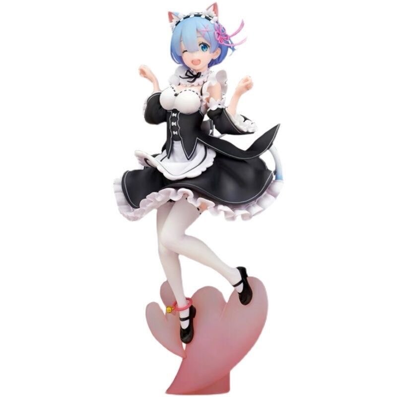 25cm Maid Blue Hair Cat ears Cute girl skirt Anime Girl Figure Action Figure Adult Collectible Model Doll