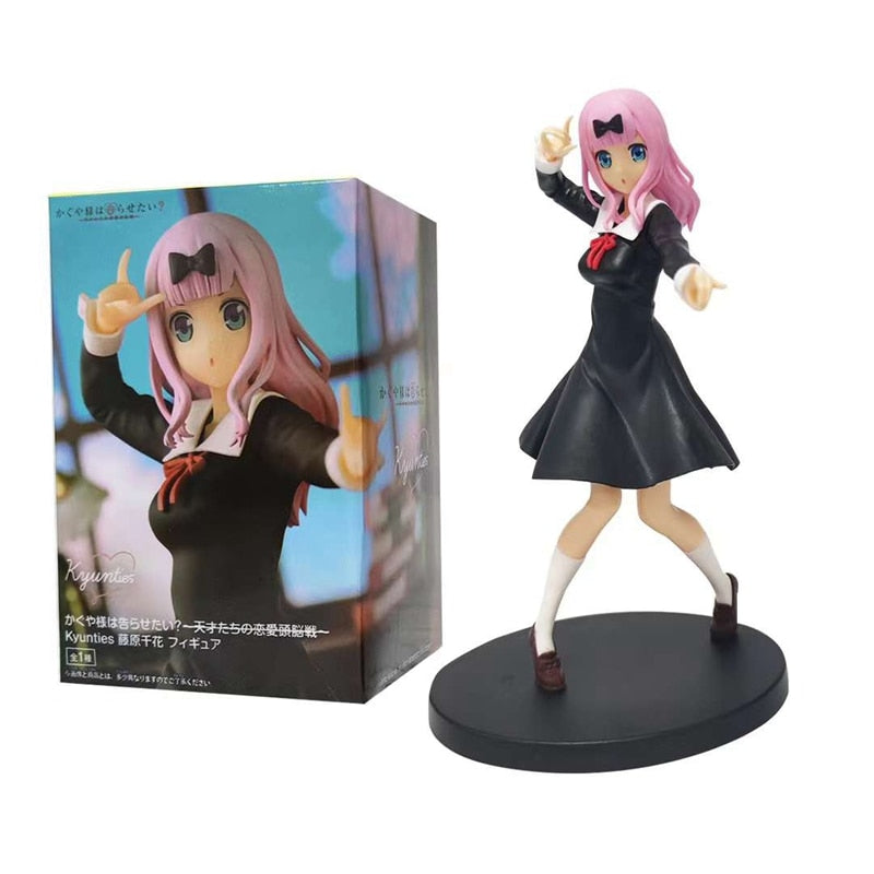 Anime Figure Kaguya-sama：Love Is War Fujiwara Chika Shinomiya Kaguya Pink Hair Black Dress Model Toy Gift Collection Ornaments