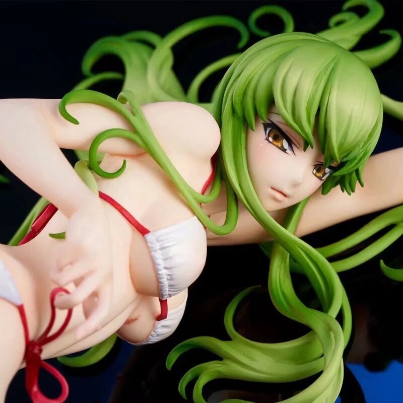 28CM Japanese Character Anime C.C. Figure CODE GEASS Lelouch of the Rebellion Sexy Swimsuit Kneeling Model Toys PVC Static Doll